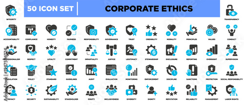 Corporate Ethics Icon Sheet Glyph Color