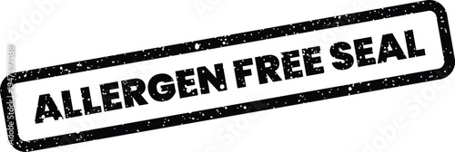 Grungy rubber stamp graphic signifying a product carries an official allergen free seal of approval