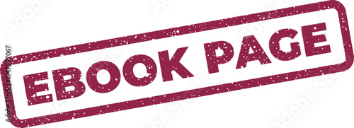 Grungy rubber stamp icon featuring EBOOK PAGE for identifying a specific section of online literary content
