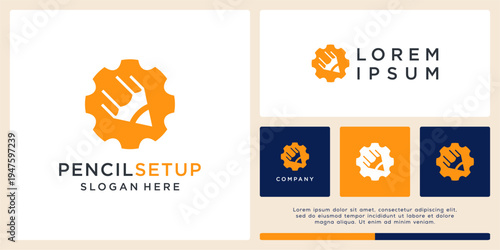 Pencil setup logo design technology template
