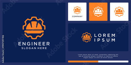 Engineer logo design with helmet and gear