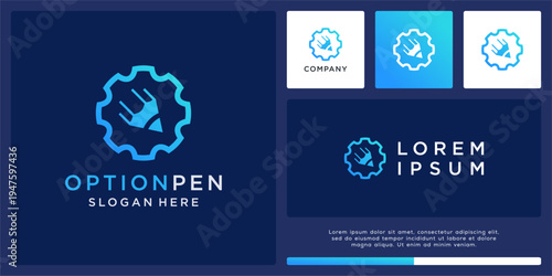 Option pen logo design with gear