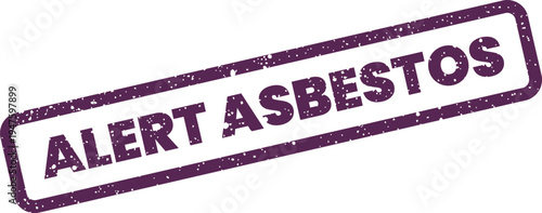 Grungy rubber stamp impression with a hazardous material warning reading ALERT ASBESTOS for safety and informational graphics