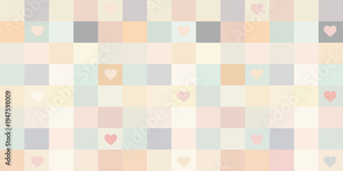 A colorful and vibrant pixelated background with pastel colors and hearts