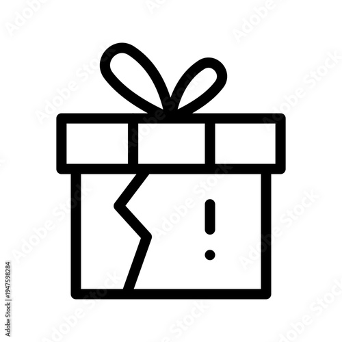 Damaged Gift Icon for Broken Present, Shipping Damage and Return or Complaint