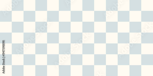 A vibrant and peaceful checkerboard pattern with flowers and grass on a blue and white background