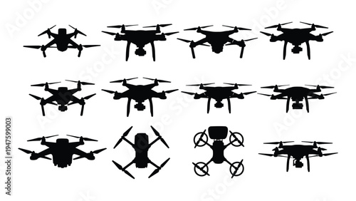 A collection of various drone silhouettes