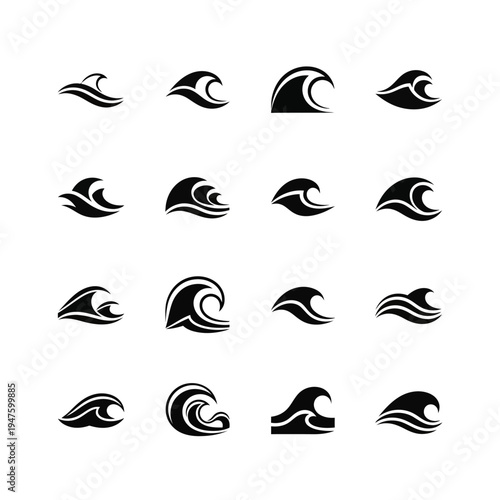 Collection of various wave graphics and icons.