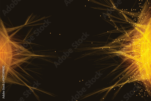 Abstract golden energy flows and bursts against a dark nearly black background