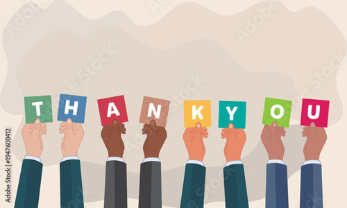 Diverse Hands Holding Colorful Thank You Letters Showing Appreciation and Gratitude