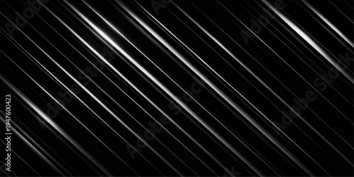 Seamless dark abstract background featuring a textured black and gray striped pattern with metallic steel lines and a gray fabric material design for a modern vector wallpaper backdrop