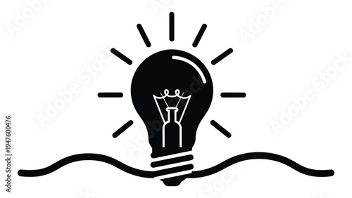 A black light bulb with lines radiating from it