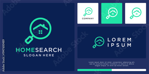Home search logo design with magnifying glass