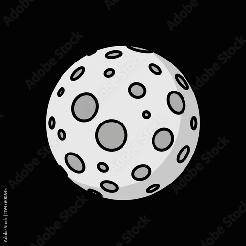 A detailed illustration of a celestial body, showcasing a textured surface with numerous craters.