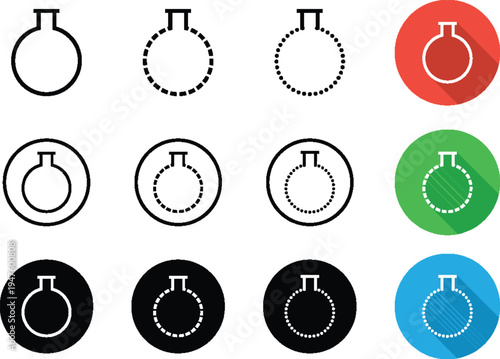 Laboratory Flask Icon Set Chemistry And Science Vector Symbols In Flat And Outline Styles