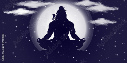 Lord mahadev Graphic trendy design in full moon,