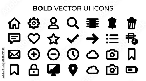 Bold Vector UI Icons Set - Modern Design Elements for Apps and Websites