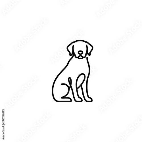 Sitting Dog Silhouette Monoline Art