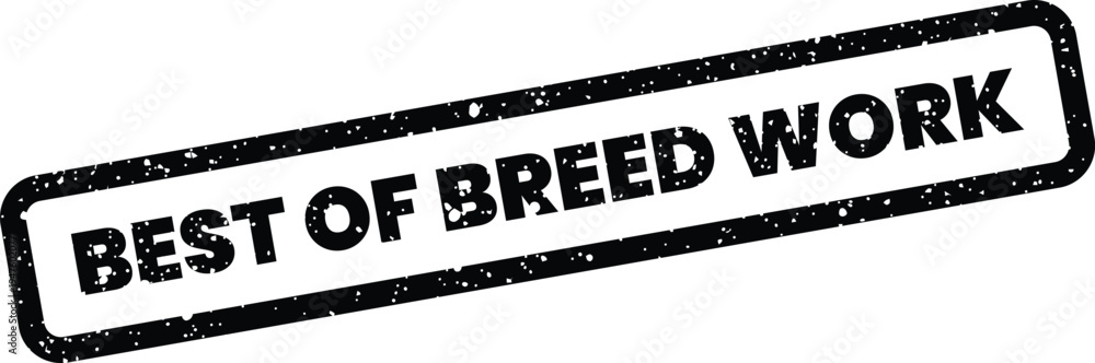 Fototapeta premium Grungy textured stamp displaying Best of Breed Work for recognizing outstanding effort and high quality performance