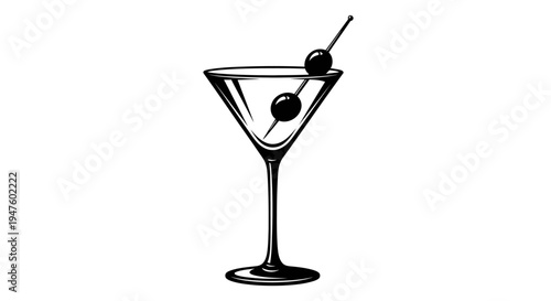 Martini Glass with Cocktail Cherry.