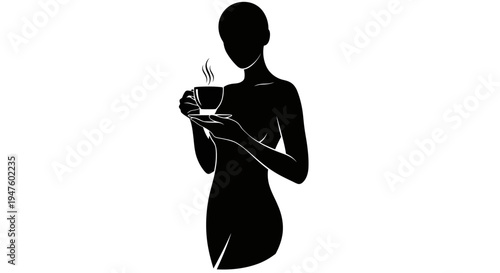 Woman Holding a Martini Glass Silhouette.