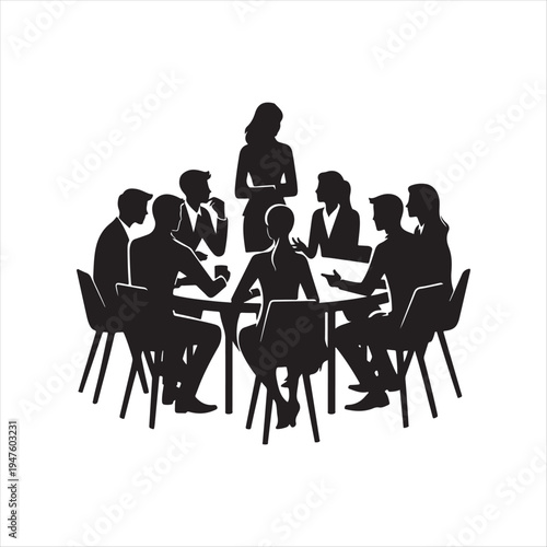 Group teamwork vector silhouette clip art logo design concept illustration idea