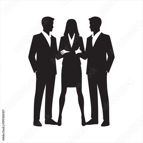 Group teamwork vector silhouette clip art logo design concept illustration idea