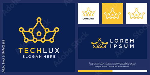 Tech luxury logo design with crown