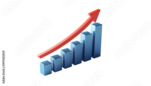 3D icon of bar chart with rising arrow, financial growth concept, isolated on transparent background Free Download 3D icon of bar chart with rising arrow, financial growth concept, isolated on transparent background - GFXLoad