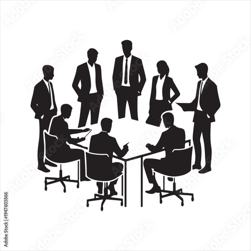 Group teamwork vector silhouette clip art logo design concept illustration idea