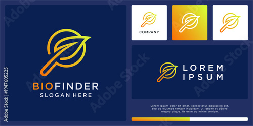 Bio finder logo design template with magnifying