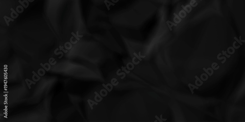 Crumple crushed black paper obsolete rumple craft design. wrinkle ripped cardboard crumple aged closeup recycled document grunge paper background.