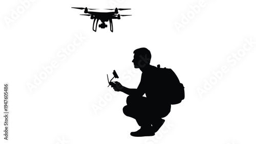 Man operating a drone with a remote control