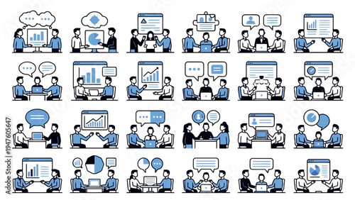 Set of 20 business communication icons vector