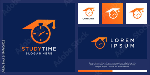 Study time logo design template with hat