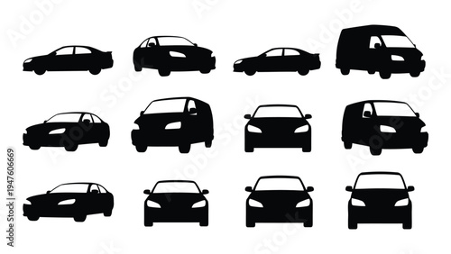 Black silhouettes of various cars