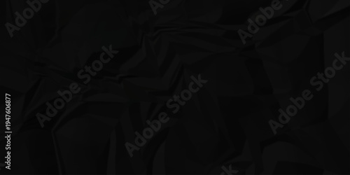 Crumple crushed black paper obsolete rumple craft design. wrinkle ripped cardboard crumple aged closeup recycled document grunge paper background.