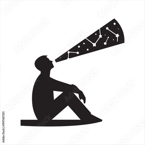 Stargazing constellation abstract silhouette line art logo design concept illustration idea