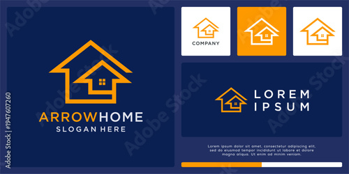 Arrow home logo design unique template