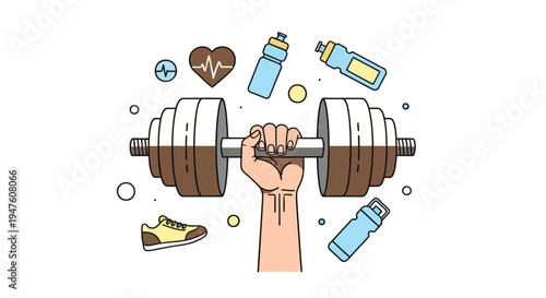 Fitness and Health Exercise Elements Illustration