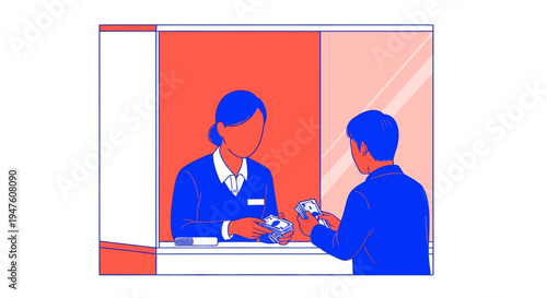 Flat Vector Illustration of a Professional Woman Working at a Modern Office Desk