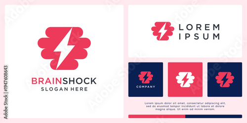 Brain shock logo design with flash