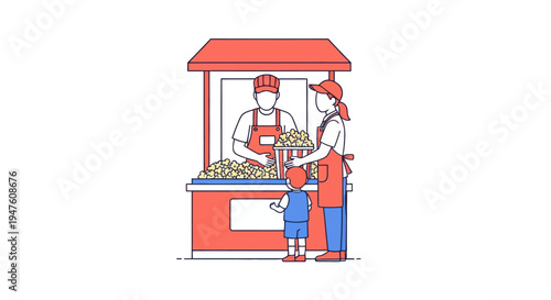 Minimalist Popcorn Stand Illustration