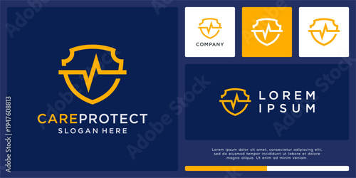 Care protect logo design with pulse