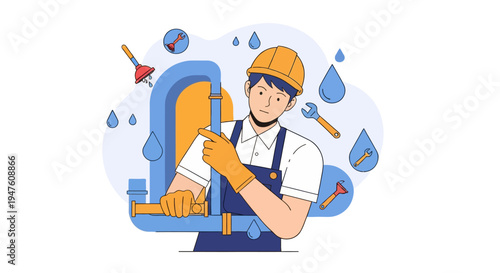 Plumbing services and maintenance illustration