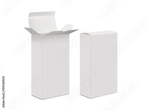 Open and closed blank box vector illustration