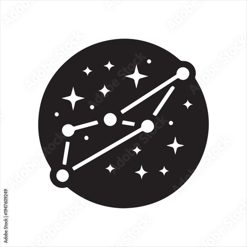 Stargazing constellation abstract silhouette line art logo design concept illustration idea