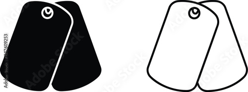 Black and white illustration of two pairs of overlapping tags Vector