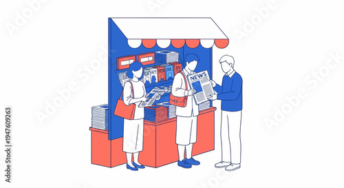 Woman shopping for magazines at a newsstand