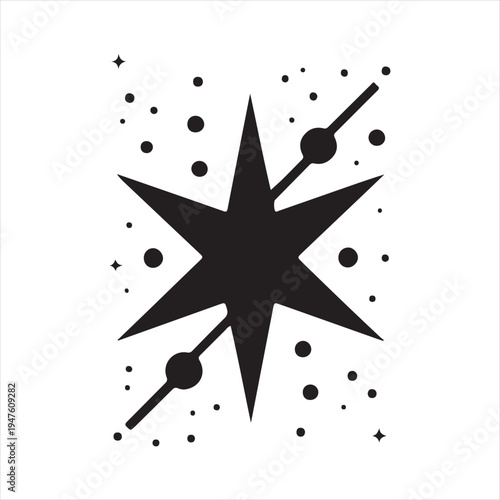 Stargazing constellation abstract silhouette line art logo design concept illustration idea